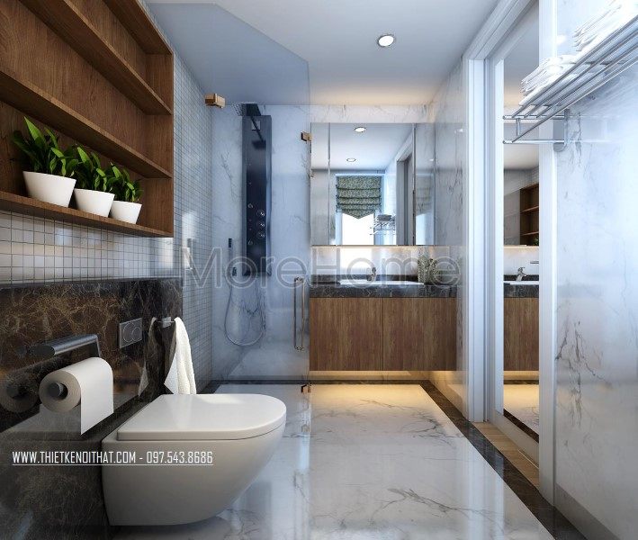 Thiết kế nội thất phòng tắm, nhà vệ sinh biệt thự Vinhomes Riverside